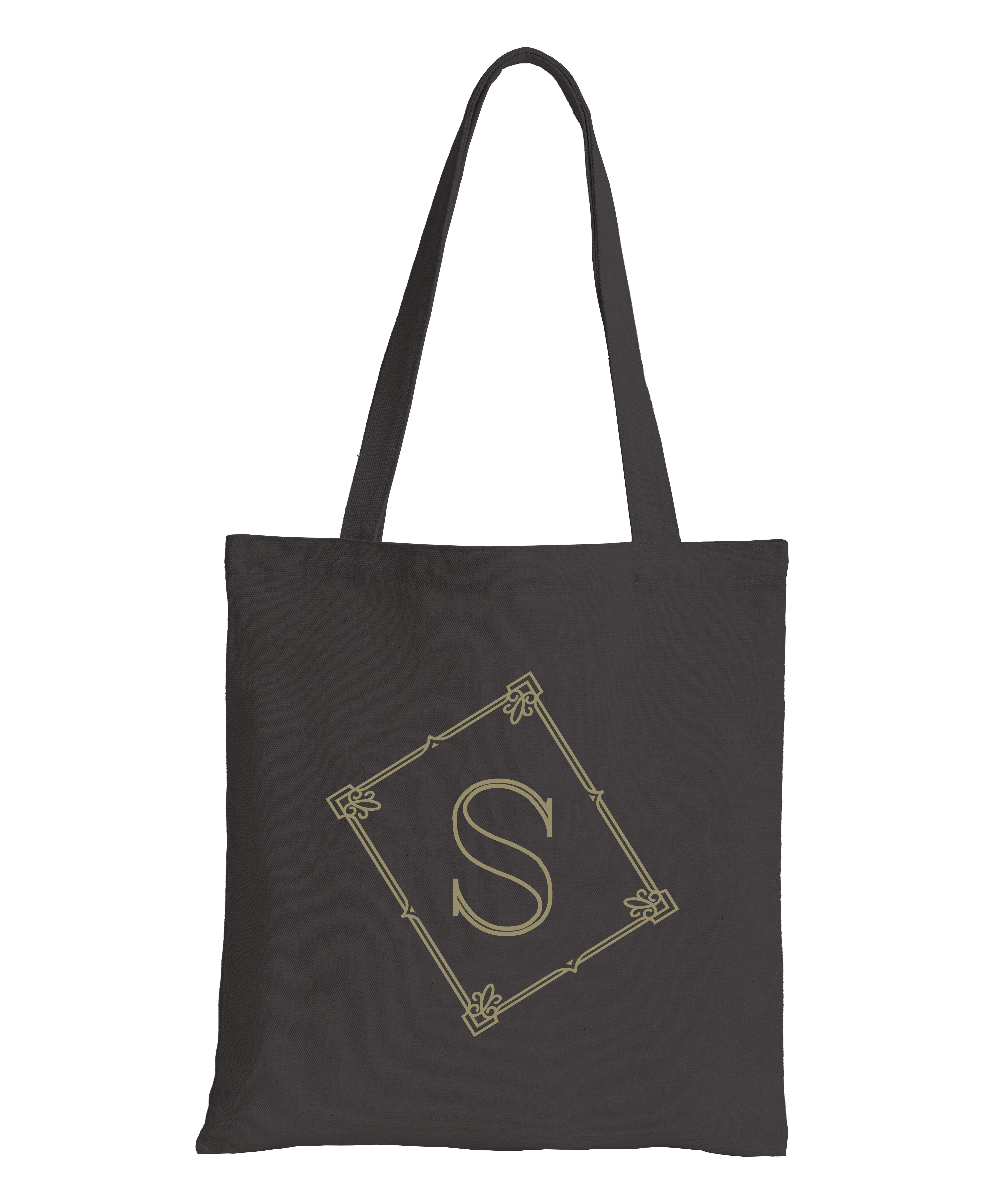 Personalised Elegant Eco-friendly Black Cotton Tote Bag with Initial